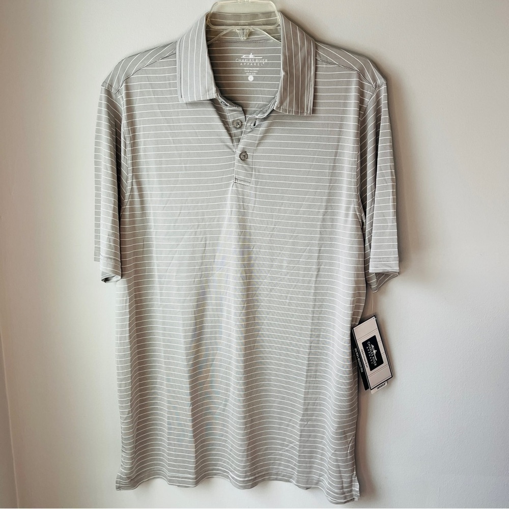 NWT Charles River Grey Lightweight Golf Polo